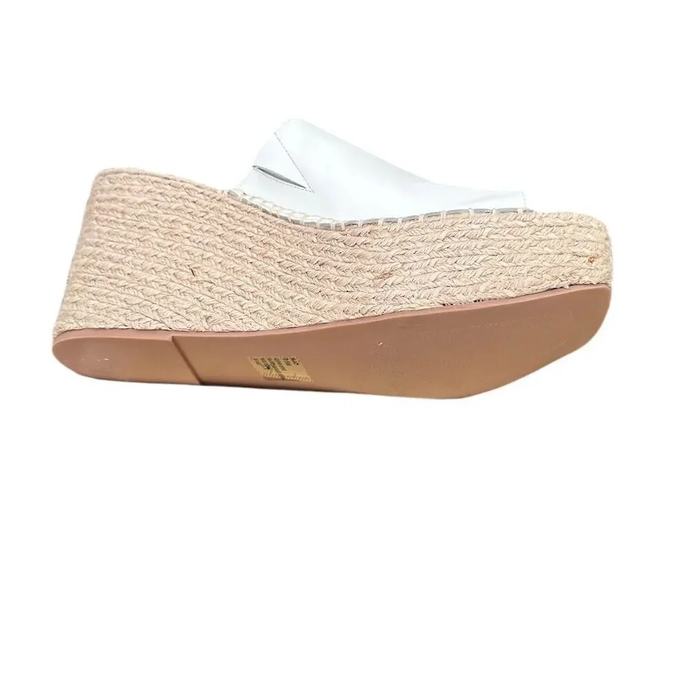 Aqua Women's White Espadrille Wedge Sandals Ultra High Heel Summer Size 9.5M‎
